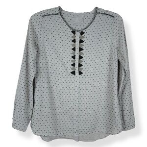 Yerse Top Womens Size S Gray Long Sleeve Beaded Popover Top